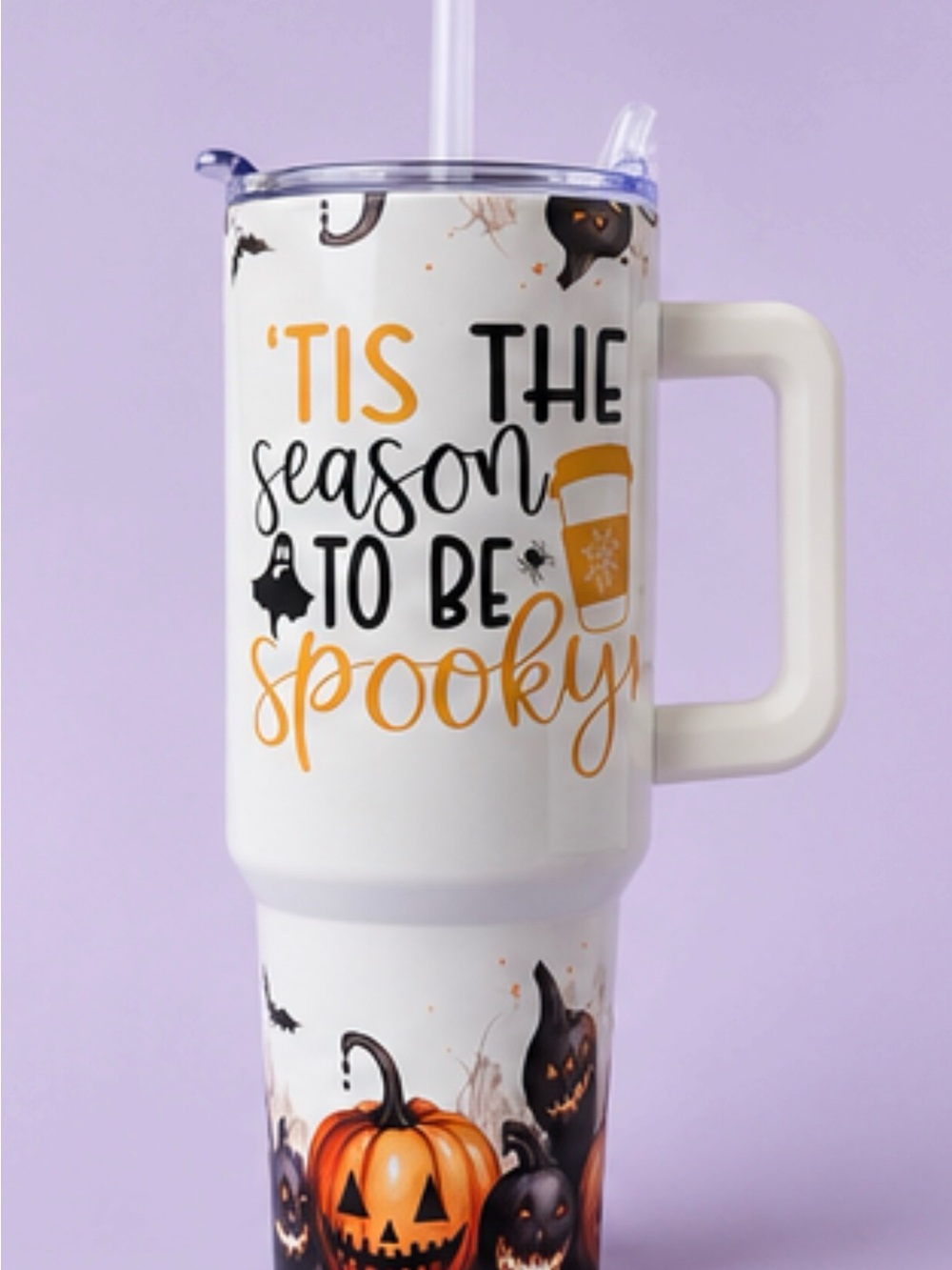 White 'Tis The Season To Be Spooky’Insulated 40 oz. Steel Halloween Tumbler - Picture 3 of 7